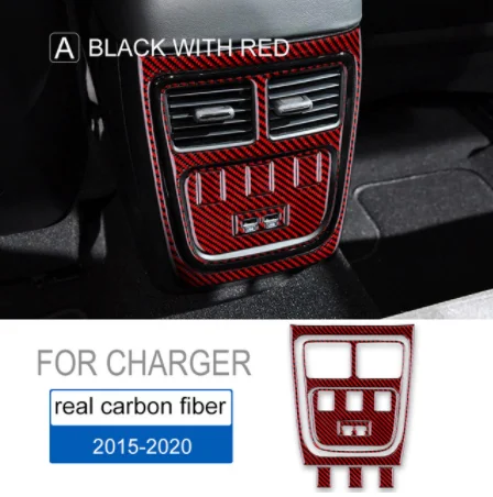 

Car Rear Seat Air Vent Panel with USB Port Cover Real 3D Carbon Fiber Sticker for Dodge Charger 2015-2023
