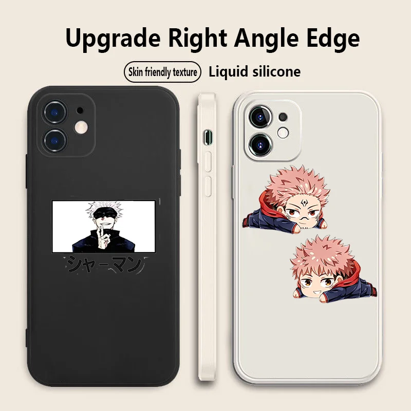 Spell Battle Anime For iPhone 15 11 12 13 Mini 14 Pro XR X Xs Max 6 7 8 Plus SE 2020 Black and white TPU soft phone case