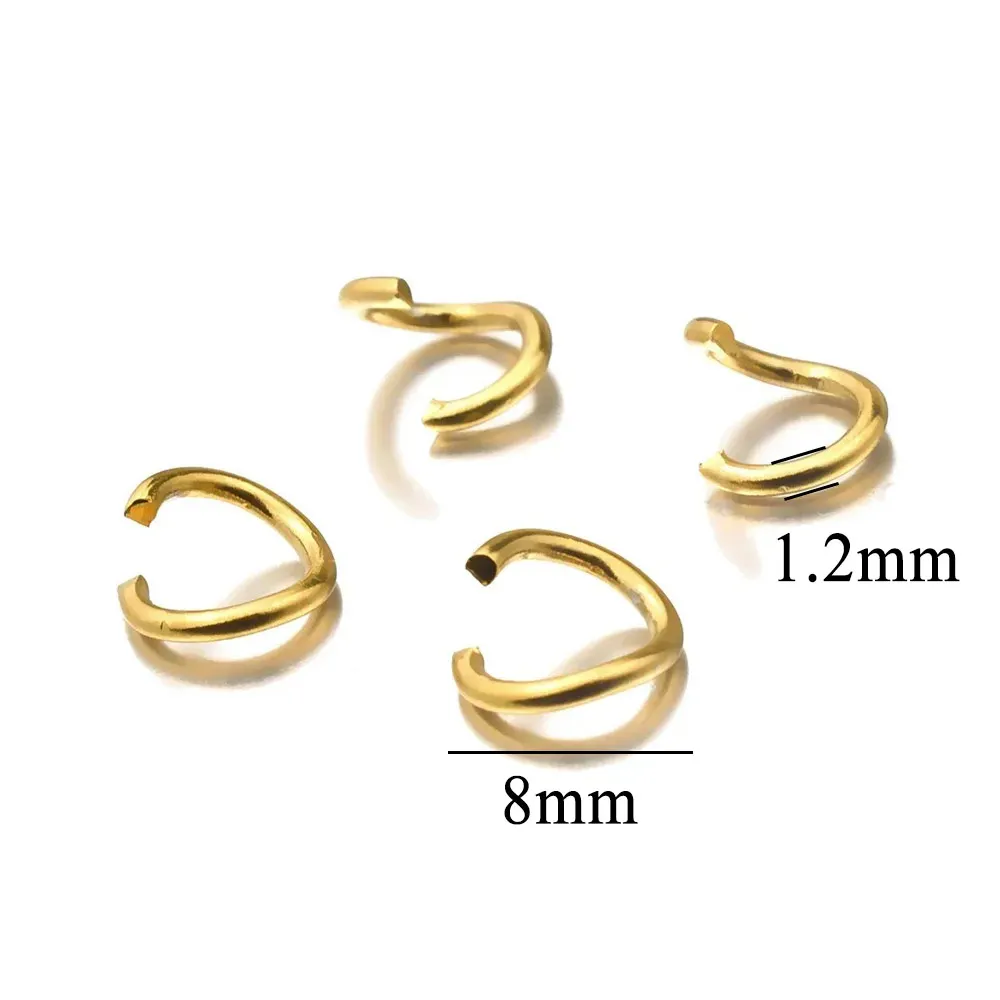100 Stück Edelstahl-Spaltringe, Biegeringe, 18 Karat vergoldet, PVD-Halskette, Armband, Verbinder, Schmuckherstellung, Zubehör, Großhandel