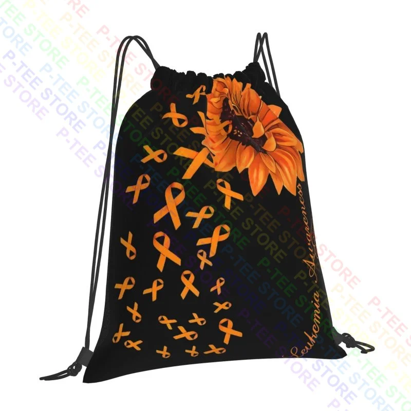 Leukemia Awareness Cool Orange Sunflower Ribbons Drawstring Bags Gym Bag Bookbag Schoolbag Gymnast Bag Clothes Backpacks