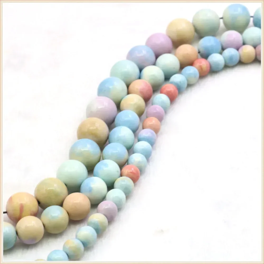 6/8/10mm Round Multicolor Rainbow Anion Oxide Stone Loose Beads Natural Handmade Accessories Fashion Jewelry Making Design Women