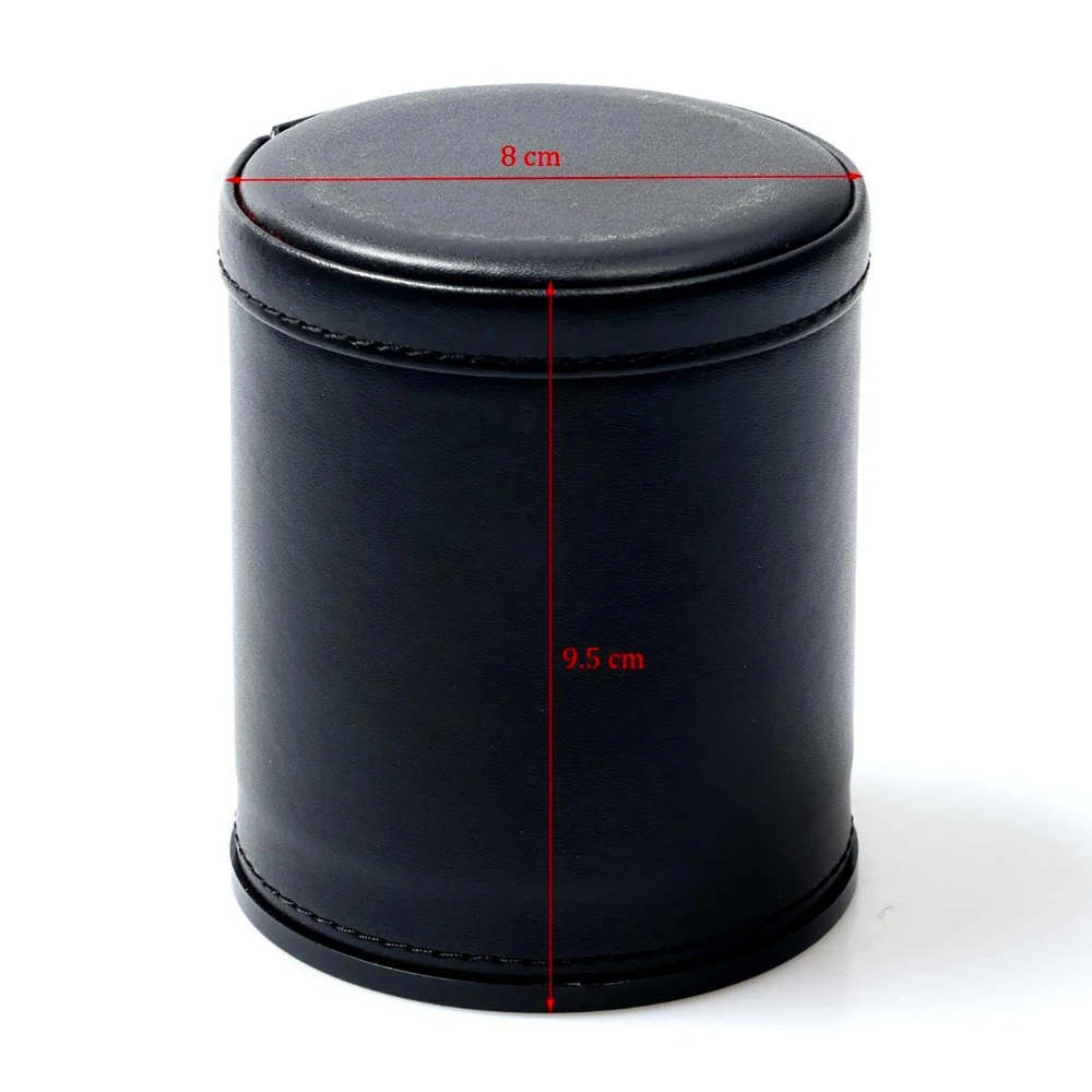 مجموعة أكواب النرد الجلدية مع 6 نردات مكونة من 6 نقاط وبطانة حمراء داخلية هادئة في تهز ألعاب لوحة النرد الكاذب Farkle Yahtzee