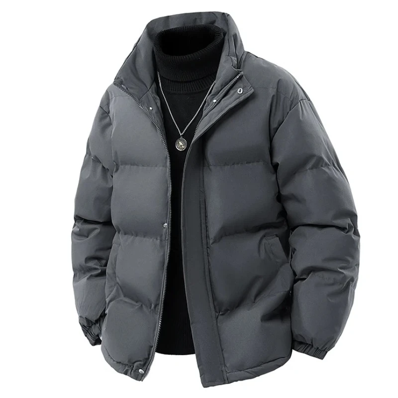เสื้อแจ็คเก็ตบุผ้าฝ้ายสำหรับผู้ชายแบบใหม่ สีพื้น เสื้อพาร์กา เสื้อแจ็คเก็ตบุหนา อุ่นสบายสำหรับฤดูหนาว