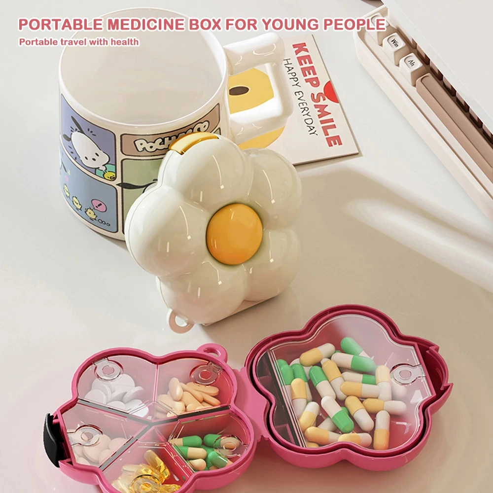 Kreative Blumen Pillendose Tragbare Aufbewahrungsbox Anhänger Wasserdicht mit Trennwänden Schmucketui Kunststoff Dopamin Organizer Box – Detail 3