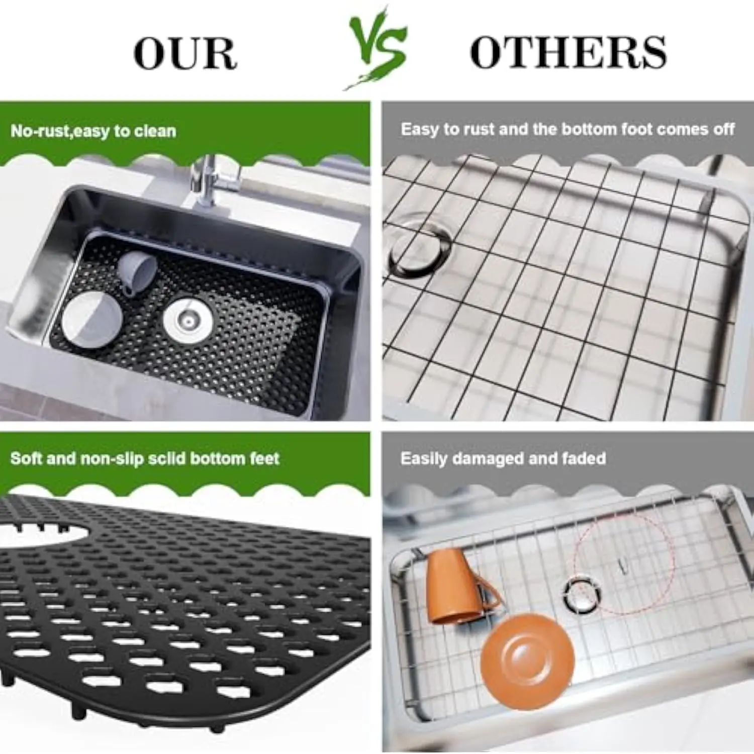 Коврики для кухонной мойки TOOVEM Силиконовый коврик для раковины с нескользящей, стабильной защитой для раковины в фермерском доме для кухонной раковины из нержавеющей стали Po