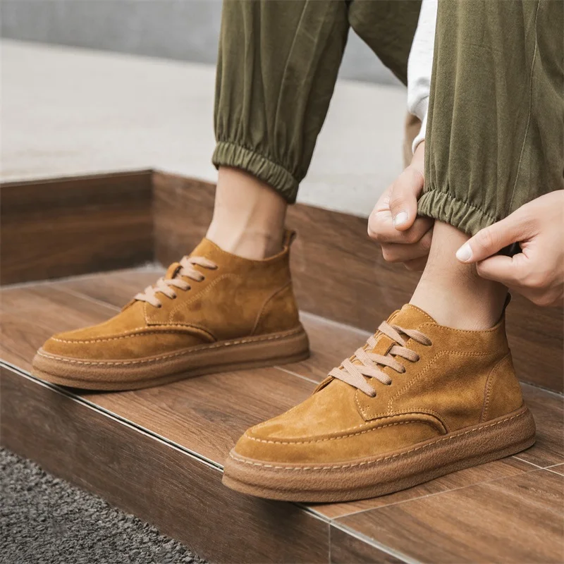 

Retro Boots Men's Casual High-Top Work Boots Spring Autumn New Flip Leather ort Boots Briti Sle Youth Trend