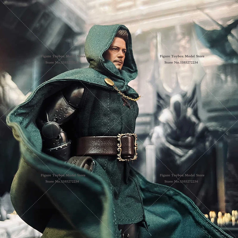 1/12 Doctor Doom Villain Man Soldier Dark Green Mini Cape Sleeveless Vest Belt Clothes Set Accessory For 6