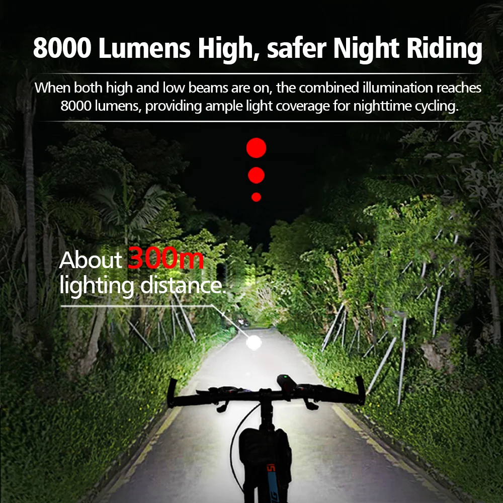NEWBOLER Bicycle Light Front 8000mAh Bike Light 8000Lumen Waterproof USB Charging MTB Road Cycling Lamp Bike Accessories