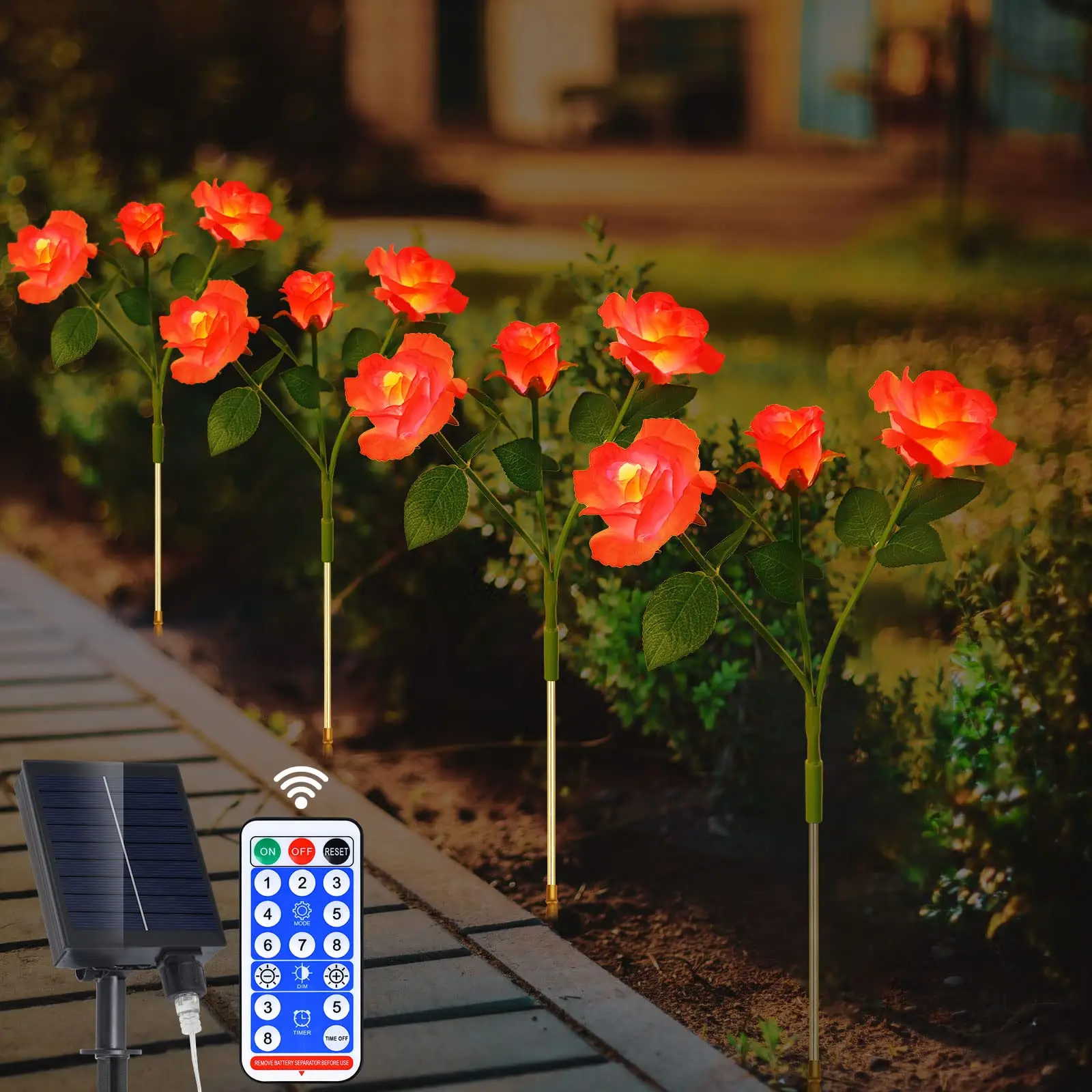 

Solar Led Light Simulation Roses Lawn Lamps Waterproof Flowers for Garden and Vegetable Patch Country House Christmas Decoration