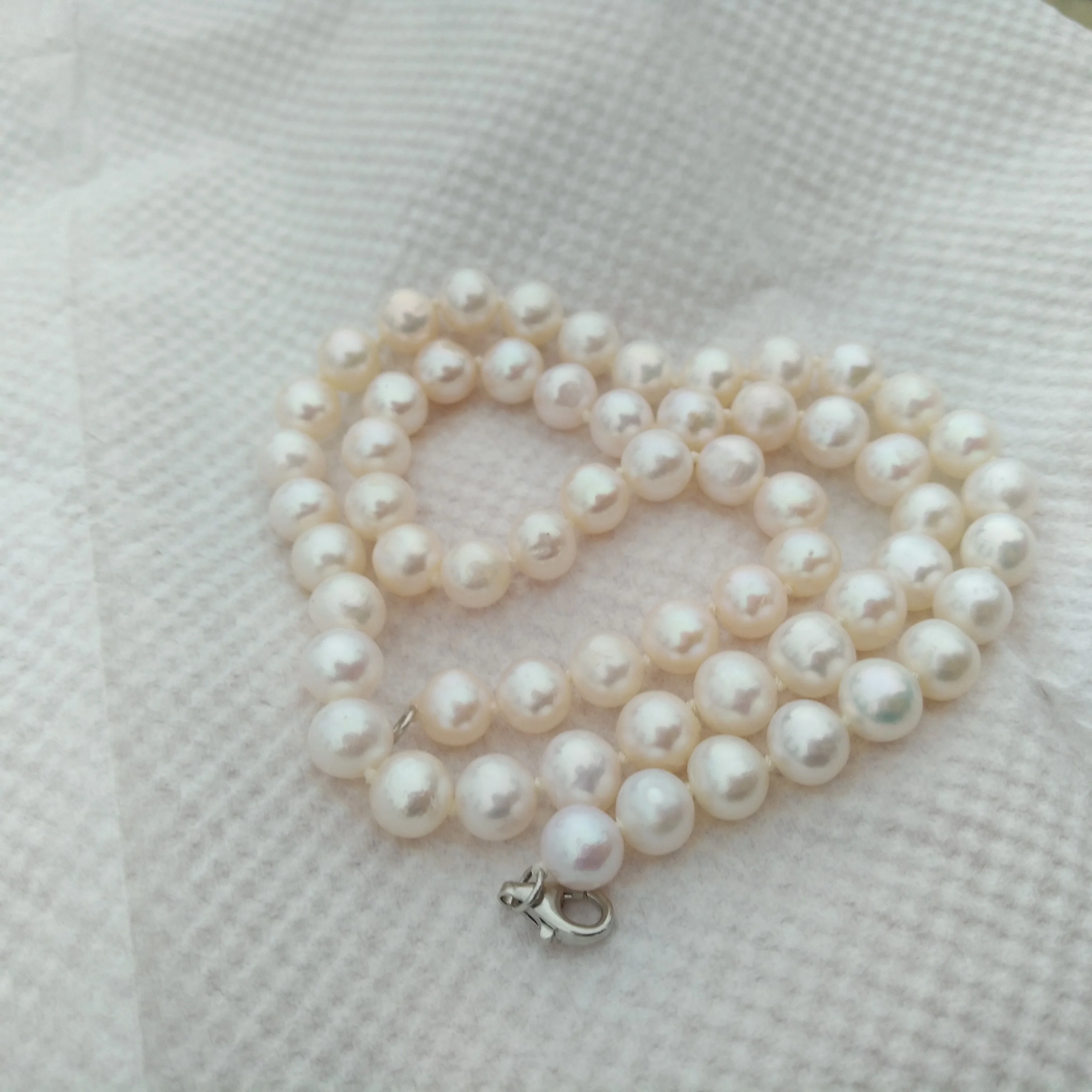 Customizable AAA 6-7mm natural Round Akoya white pearl necklace 18in 925 silver clasp Suitable For Any Occasion