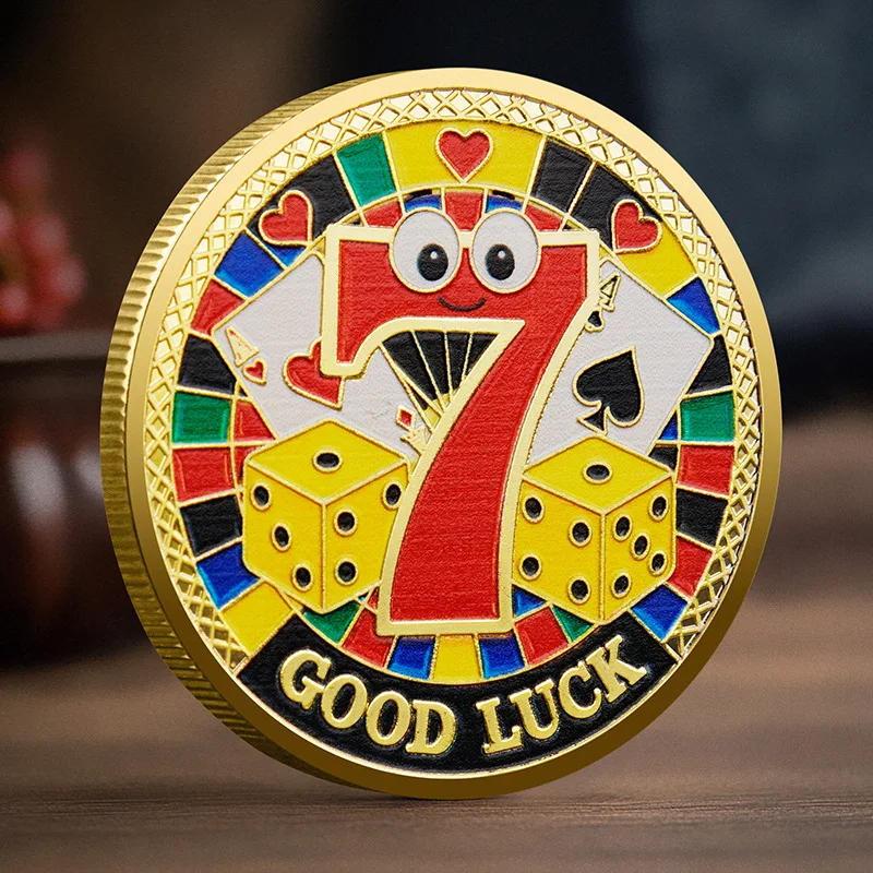 Moneda Conmemorativa Trébol de la Buena Suerte, Moneda de Recuerdo Mariquita Suerte 7, Moneda de Desafío, Moneda de los Deseos, Regalos para Amigos