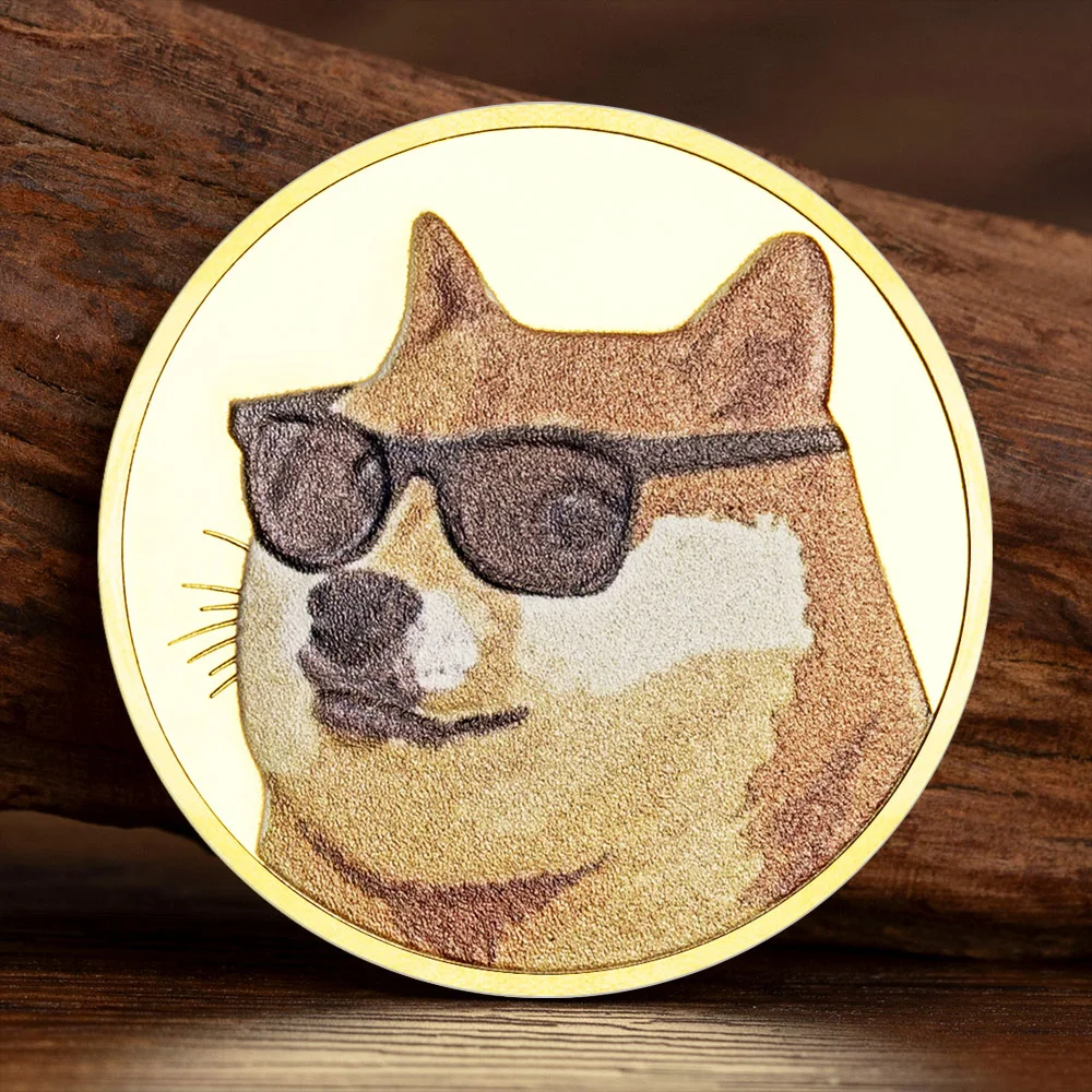 Doge Coin Gold Plated Collectible Coin Physical Crypto Currency Dogecoin Commemorative Coin Home Decor