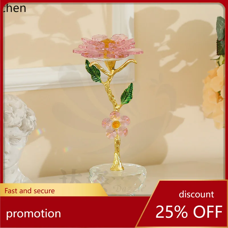 

Zml crystal glass crafts ornaments rose creative flowers home decorations living room