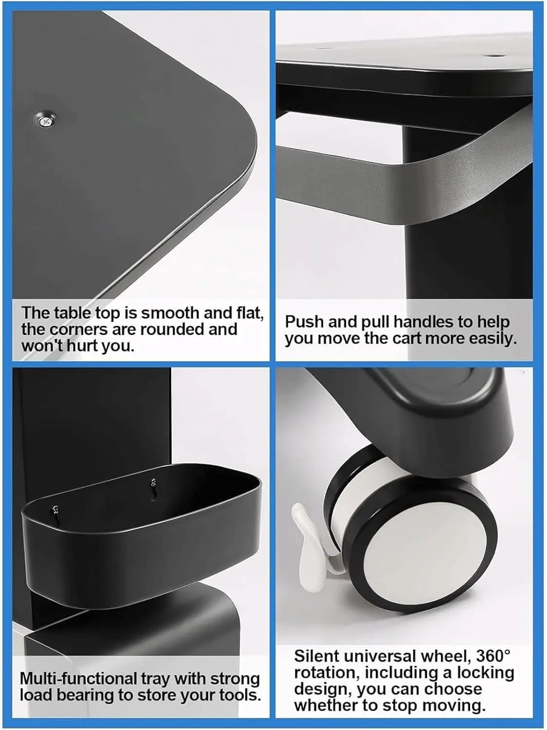 عربة صالون التجميل معدات التجميل عربة معدنية مع صامتة 360 ° عجلات دوارة صينية متعددة الوظائف لطب الأسنان لعيادات المنتجعات الصحية #6