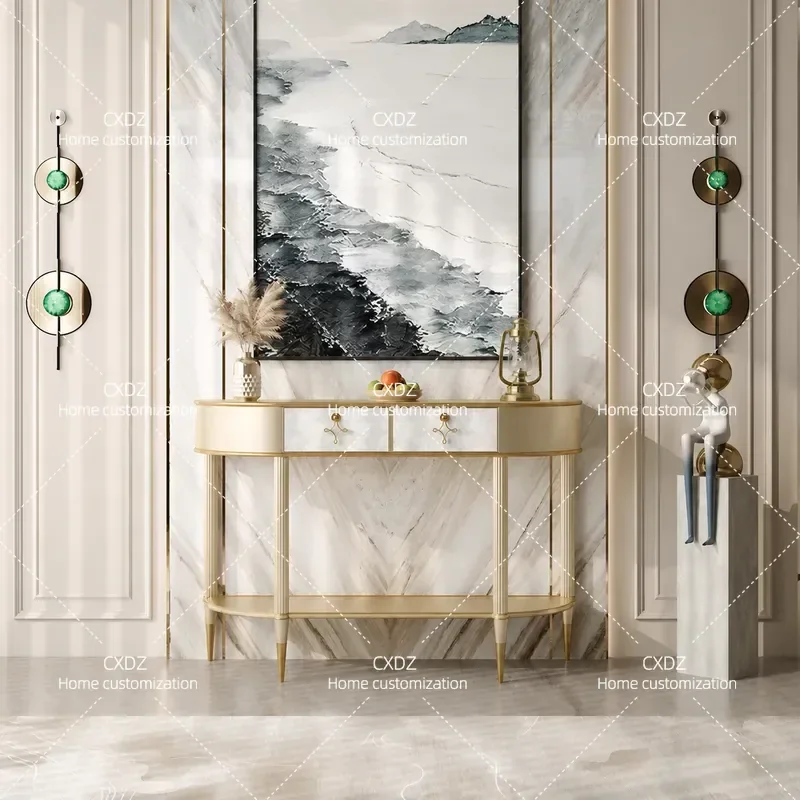 Modern Simple Entrance Cabinet Against Wall Doorway Storage Chest with Drawers for Living Room Household Organization