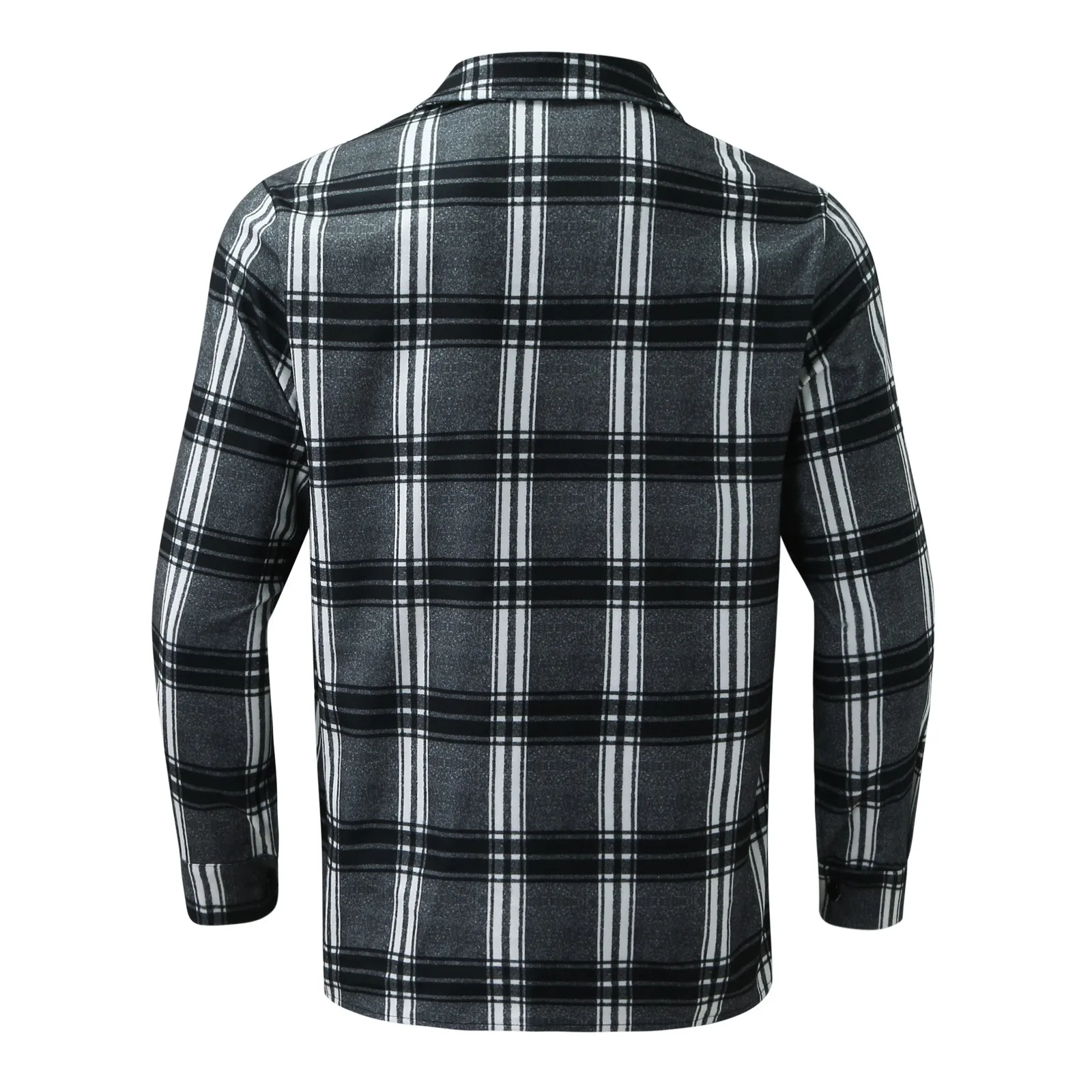 Spring Autumn Hong Kong Style Plaid Shirt Men Long Sleeve Trendy Youthful Cool Patchwork Mixed Fiber Fabric Tops