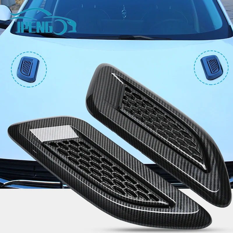 2Pcs Universal Car Air Intake Inlet Bonnet Hoods Scoop Vents Sticker Decorative Cover Tuning Auto For Mustang Accessories