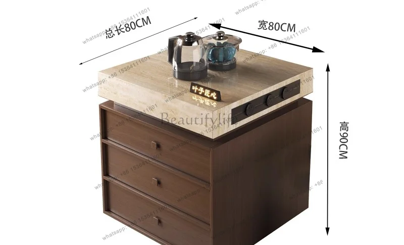 Movable Kitchen Storage Cabinet Small Apartment Integrated Telescopic Island Dining Table