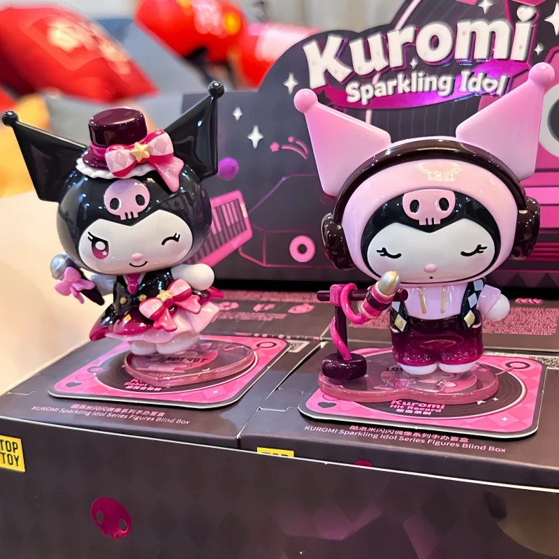 

Official Sanrio Kuromi Sparkling Idol Series Blind Box Figurines Cute Mystery Box Desktop Car Ornament Kids Kawaii Birthday Gift