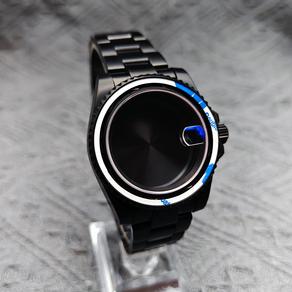 حافظة فرعية للرجال باللون الأسود الغواصة مقاس 40 مم مع مجموعة، متوافقة مع حركة NH34 35 36 38 MIYOTA8215 بقرص 28.5 مم