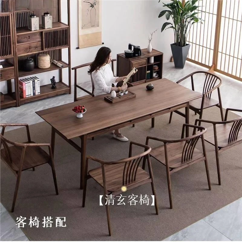 طاولة قهوة من خشب الجوز الأسود قابلة للتخصيص، طاولة الكونغ فو القديمة، أثاث غرفة الشاي من زن