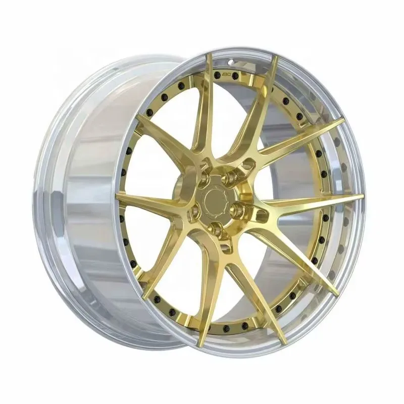 26 Style Rimpower 21x10 21 Inch Customized 2‑piece Hyper Gold 5x108 Cnc Machined Forged Wheels Car Fit For Volvo Xc90
