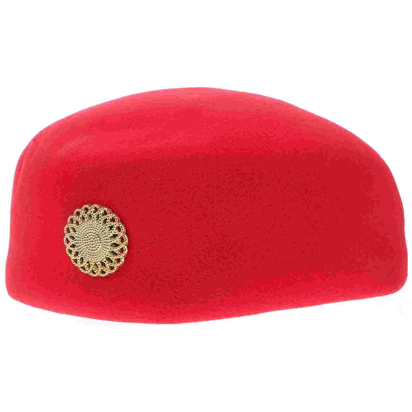 

Ladies Red Stewardess Hat Felt Flight Attendant Hat Costume Air Hostess for Costume Cosplay Band Musical Performance