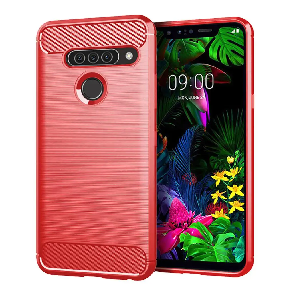 Carbon Fiber Silicone Case for LG G8S Thinq Holder Stand Shockproof Cover for lg g8s thinq LG g8s Brushed Matte Case