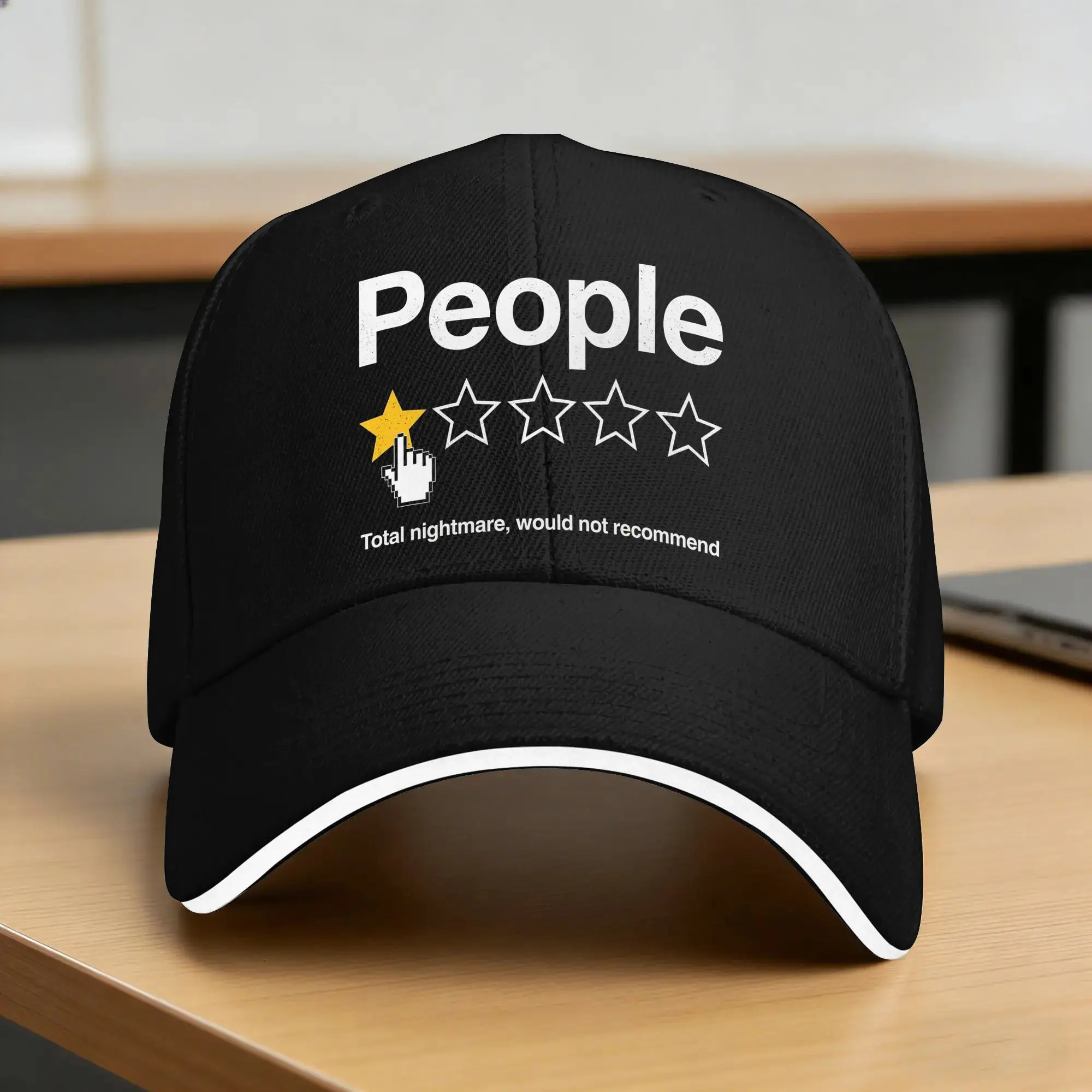 People One Star Total Nightmare Would Not Recommend Baseball Cap  Kpop Rock Wholesale Hip Hop Hats Retro Print Baseball Caps