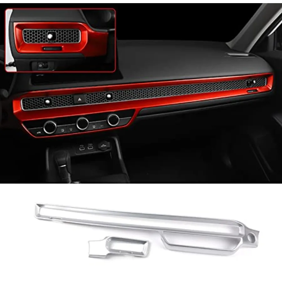 

Автомобильные аксессуары, подходящие для Honda Civic 11-го поколения 2022 2023 2024, внутренняя приборная панель, центральная консоль, вентиляционное отверстие переменного тока, накладка, серебристая