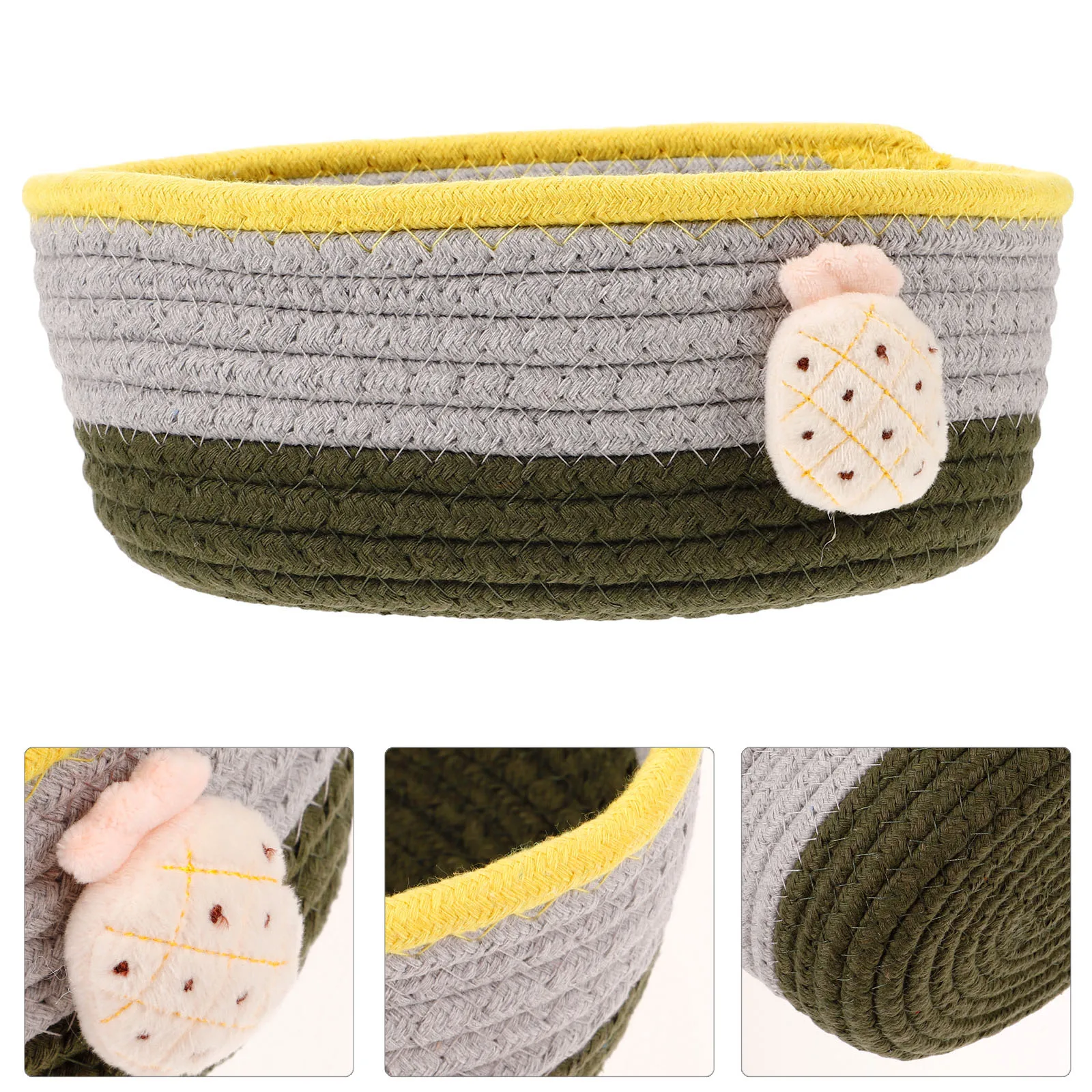 

1pc Cotton Rope Storage Baskets Rustic Home Organizer Containers Desktop Holders For Makeup Snacks Sundries