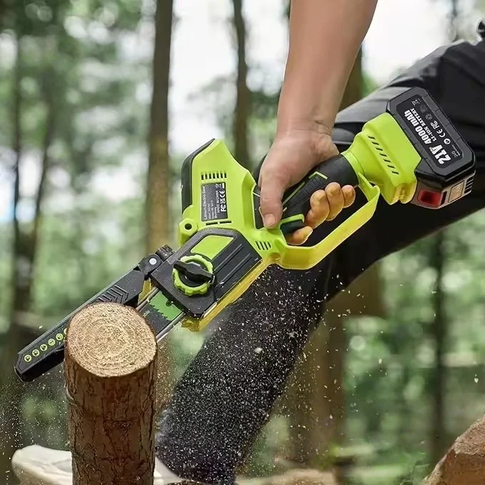 Cordless Brushed Motor Chainsaw Replacement Chain Mini Chainsaw With 6in Guide Bar Battery Powered For Wood Cutting