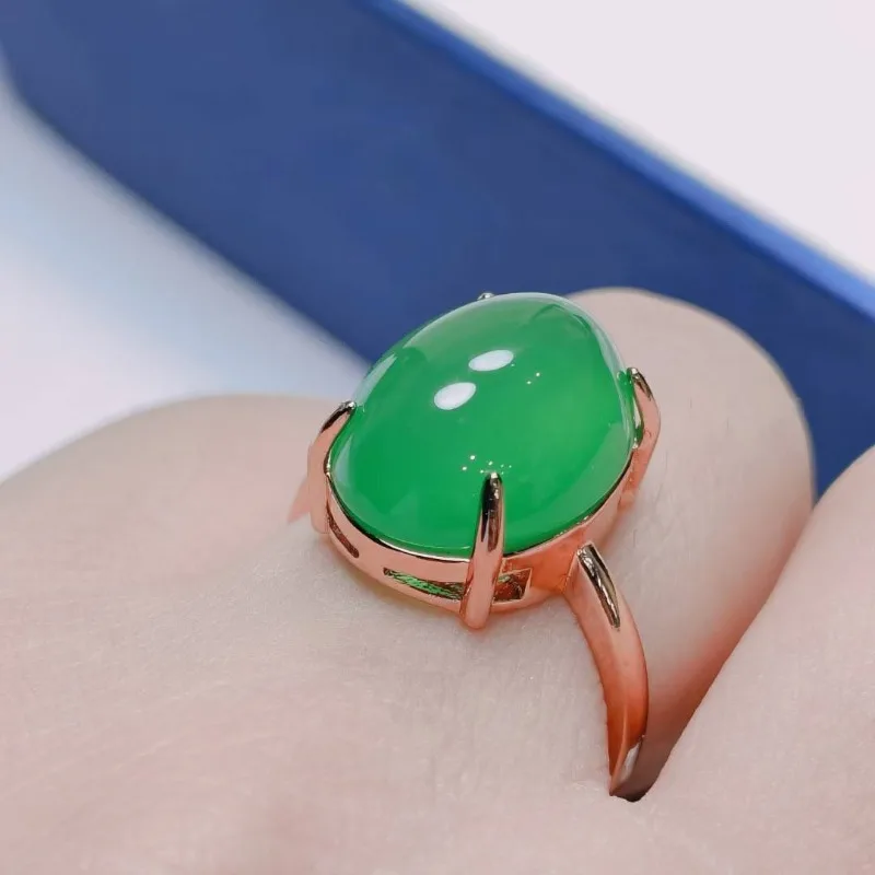 Natural High Ice Chalcedony Green Lady Ring