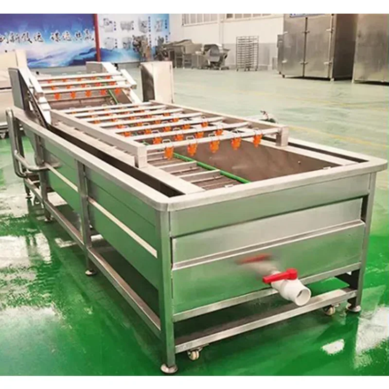 Commercial Bubble Vegetable and Fruit Washer; Large-Capacity Vegetable and Ginger Washer with Fully Automatic Convey(Customized)