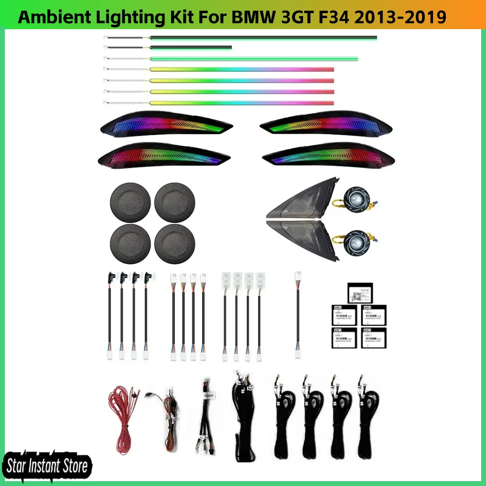 

Обновление 256 цветов символьной светодиодной подсветки салона автомобиля для BMW 3GT F34 2013-2019, аксессуары для атмосферных полос