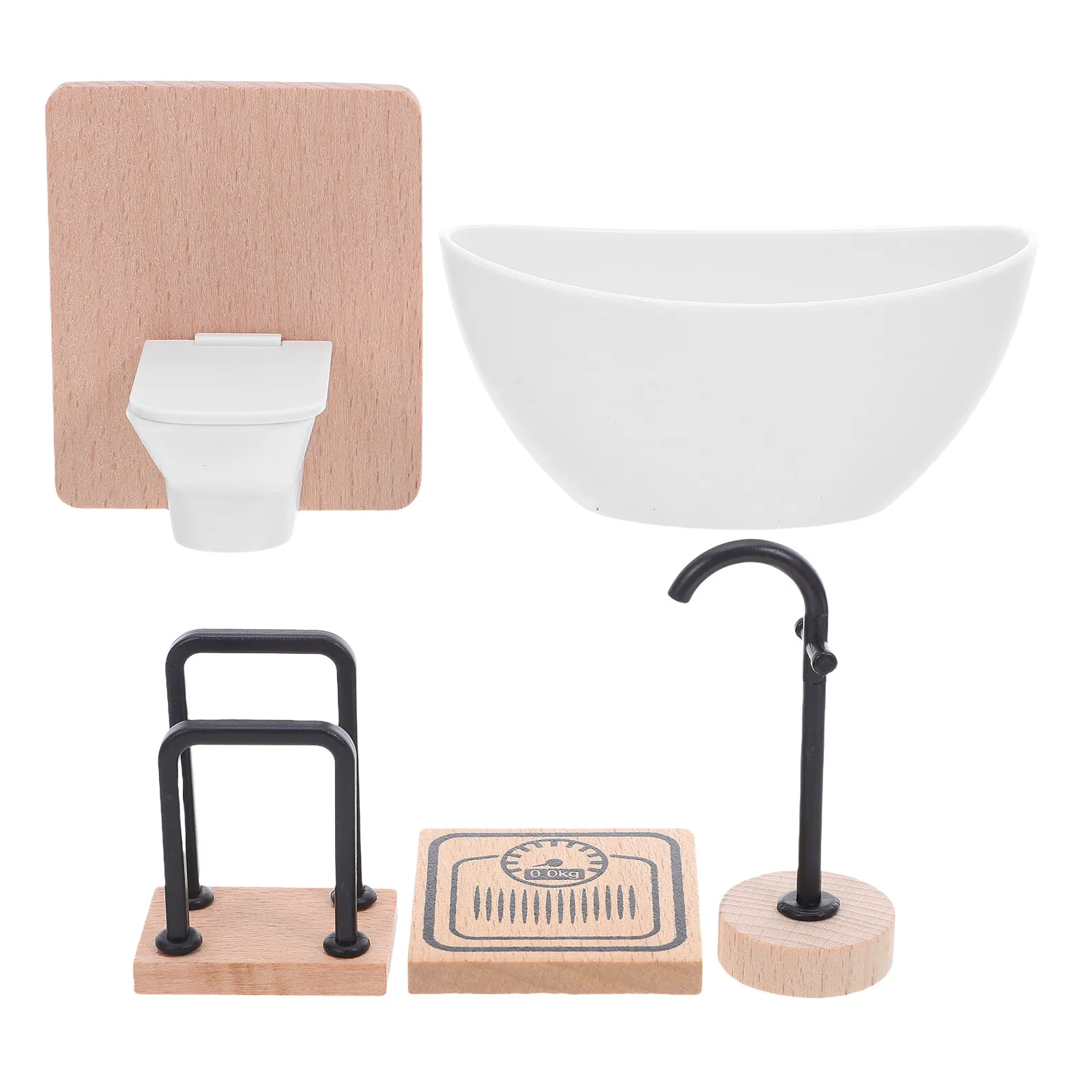 

Набор миниатюрной мебели для ванной комнаты в масштабе 1:12: ванна, туалетный шкаф, душевая система, декоративные аксессуары для кукольного домика и домашнего творчества