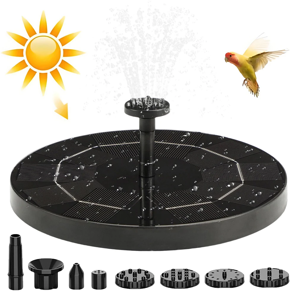 

Solar Fountain with 8 Nozzles Free-Standing Floating Style Fountain Flower Bird Bath Fountain for Outdoor Garden Pond Pool