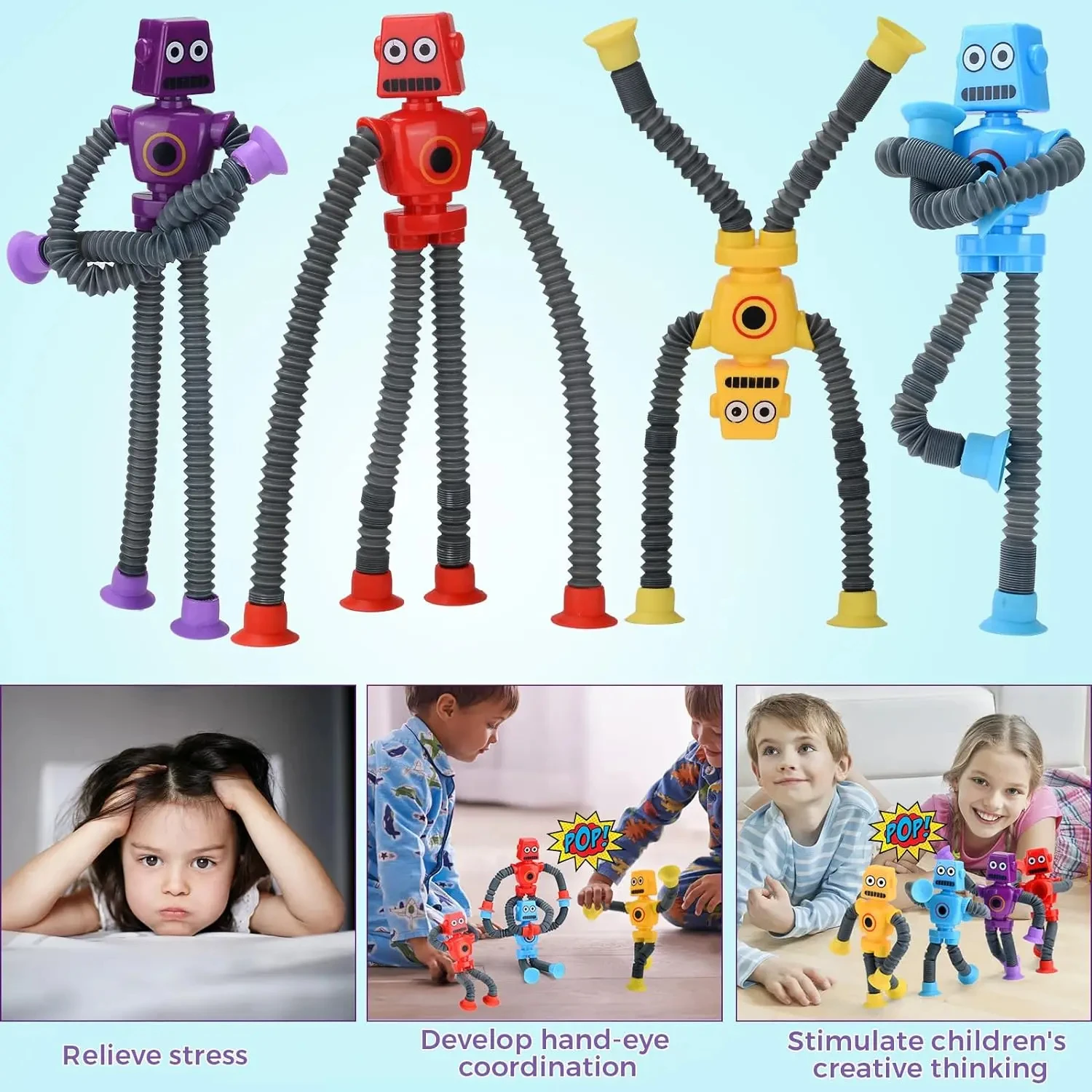 Telescopic Suction Cup Funny Robot Toy,Decompression Toy Robot Party Favors,Christmas Birthday Carnival Prize for Boys and Girls