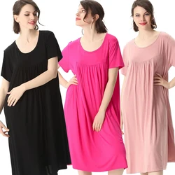 Fdfklak Sommer Frauen Nachtwäsche Kurzarm Baumwolle Nachthemd Nachthemd Lose Hause Kleid Sexy Dessous Nachthemd Große 2XL-7XL