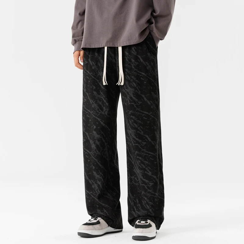 

Вельветовые повседневные брюки, мужские свободные винтажные окрашенные широкие брюки, весна-осень, подростковый дизайн, прямые брюки из полиэфирного волокна