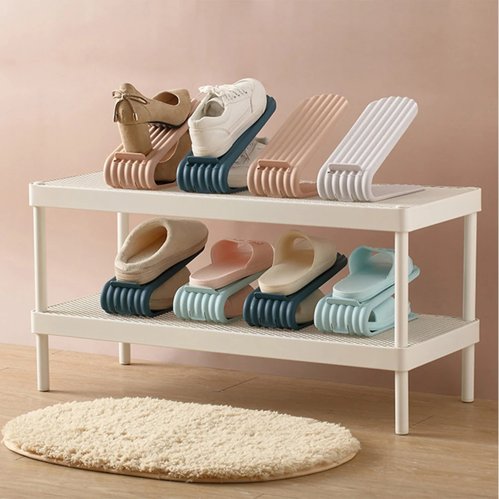 

2pcs Double Layer Shoe Rack Small Shelf Boot Entryway Stacker Holder Sneaker Storage Material Space Saving