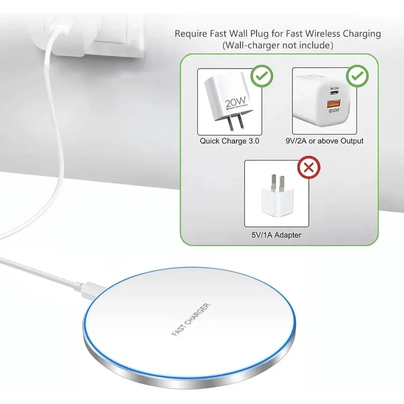 Ultra-Thin Fast Wireless Charger Pad for Samsung Galaxy S24 S24 iPhone 17 16 15 14 Pro Max Wireless Induction Charging Station