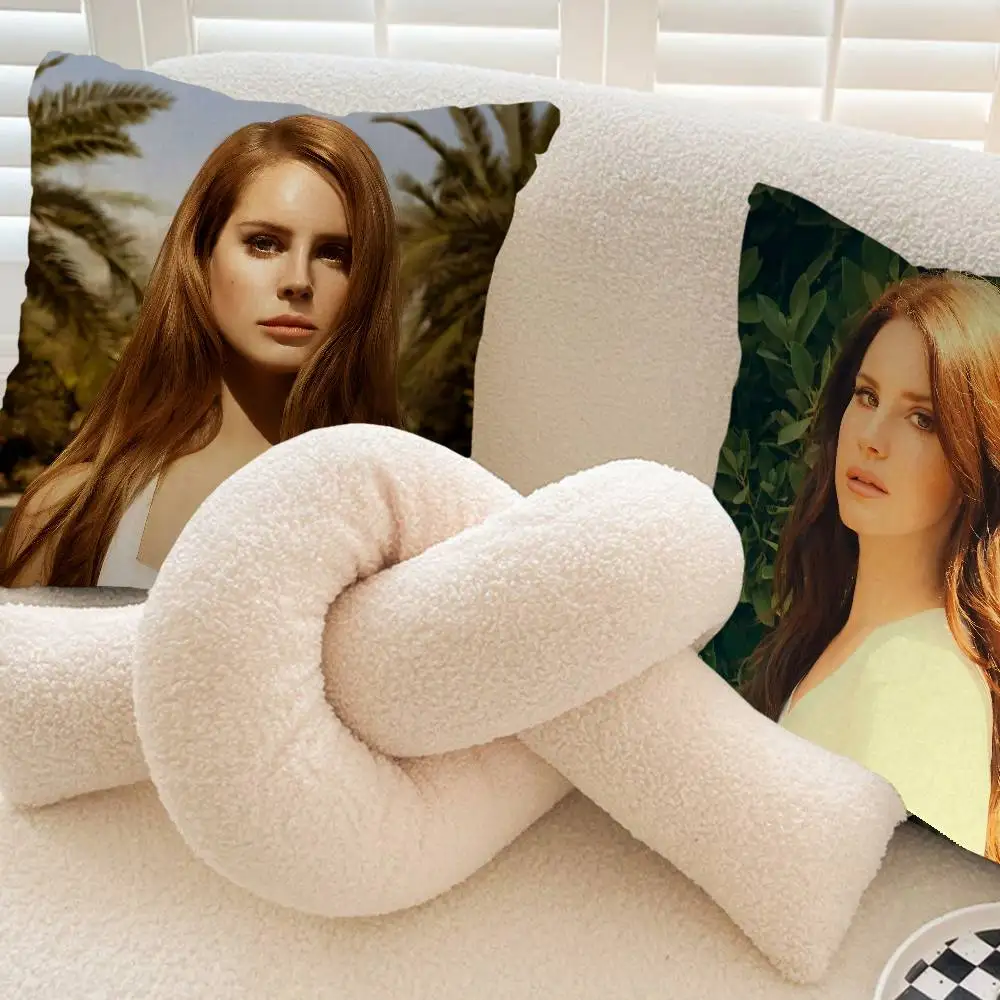 L-Lana Del Rey Music Character Album Pillow Covers Cartoon Sofa Decorative Home Double-sided Printing Short Plush Cushion Cover