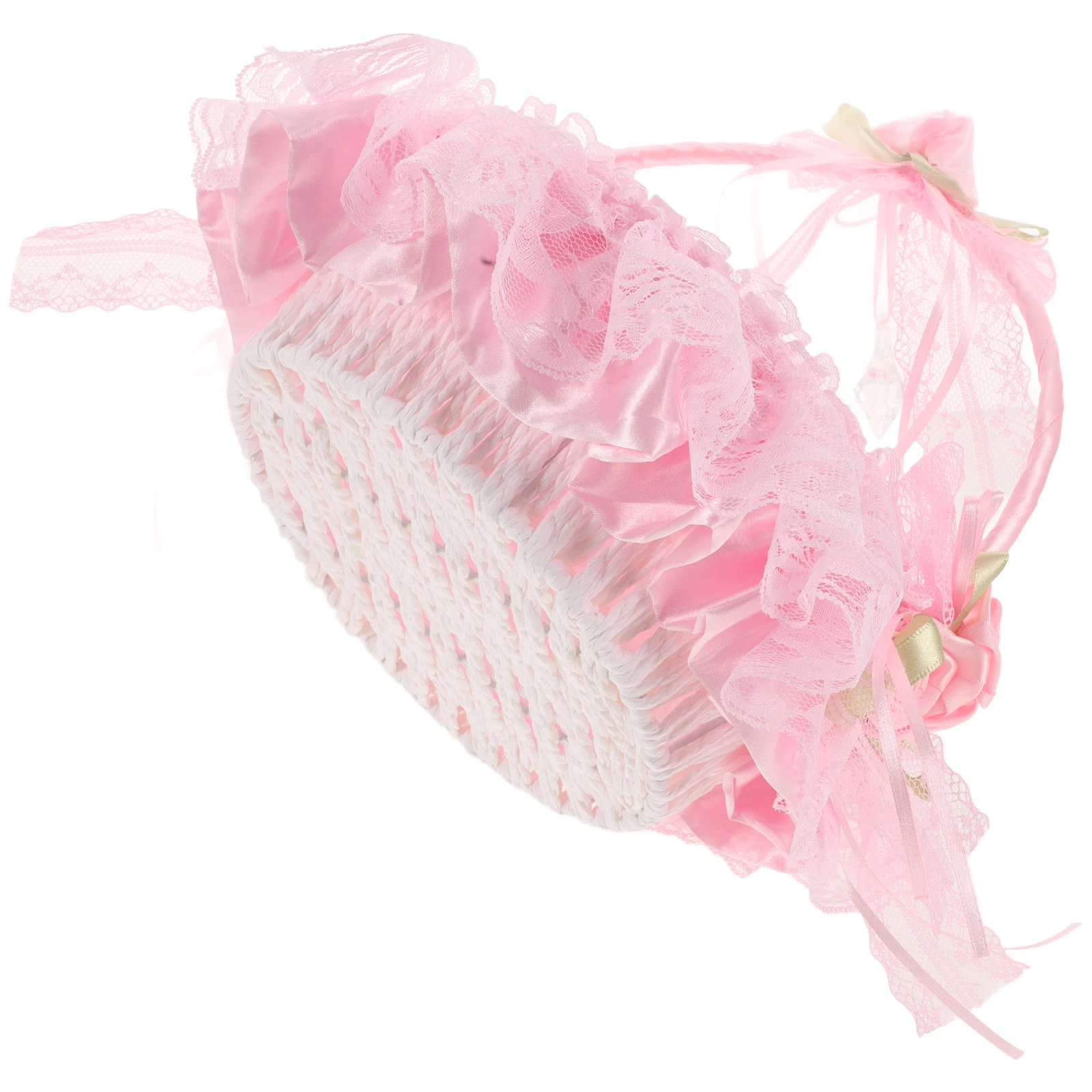 

Wedding Flower Girl Baskets Pink Decorative Basket for Small Favors Baby Petals Rustic Storage