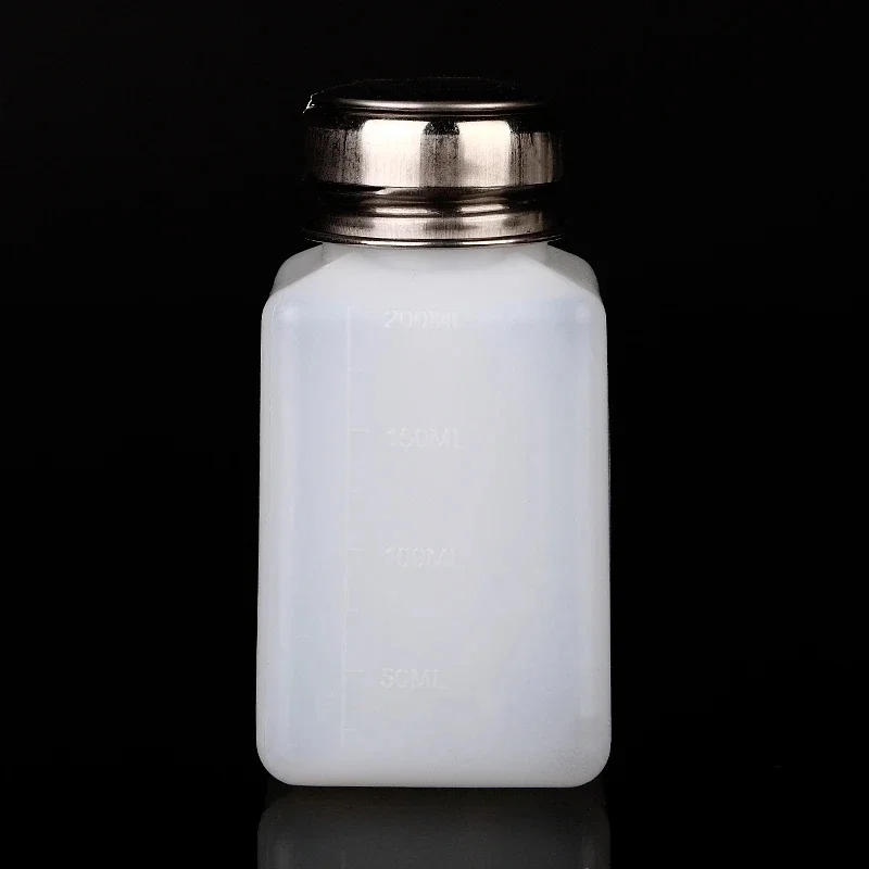 1pcs 200ML Portable Press Empty Refillable Bottle Liquid Alcohol Pump UV Gel Nail Polish Cleaner Acetone Water Remover Dispenser