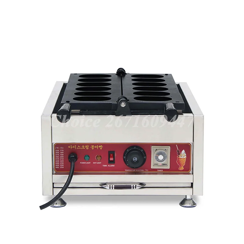 Fogão De Ovo De Explosão Elétrica De Aço Inoxidável, Egg Cake Waffle Biscuit Machine, 6-Hole, Comercial