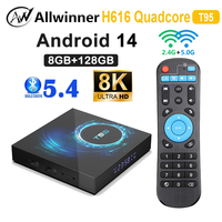 T95 Smart TV Box Android14 ATV Ultra HD 8K Allwinner H616 2.4G&5GWifi BT5.4 Google Media Player Quad Core Set Top Box 64GB 128GB