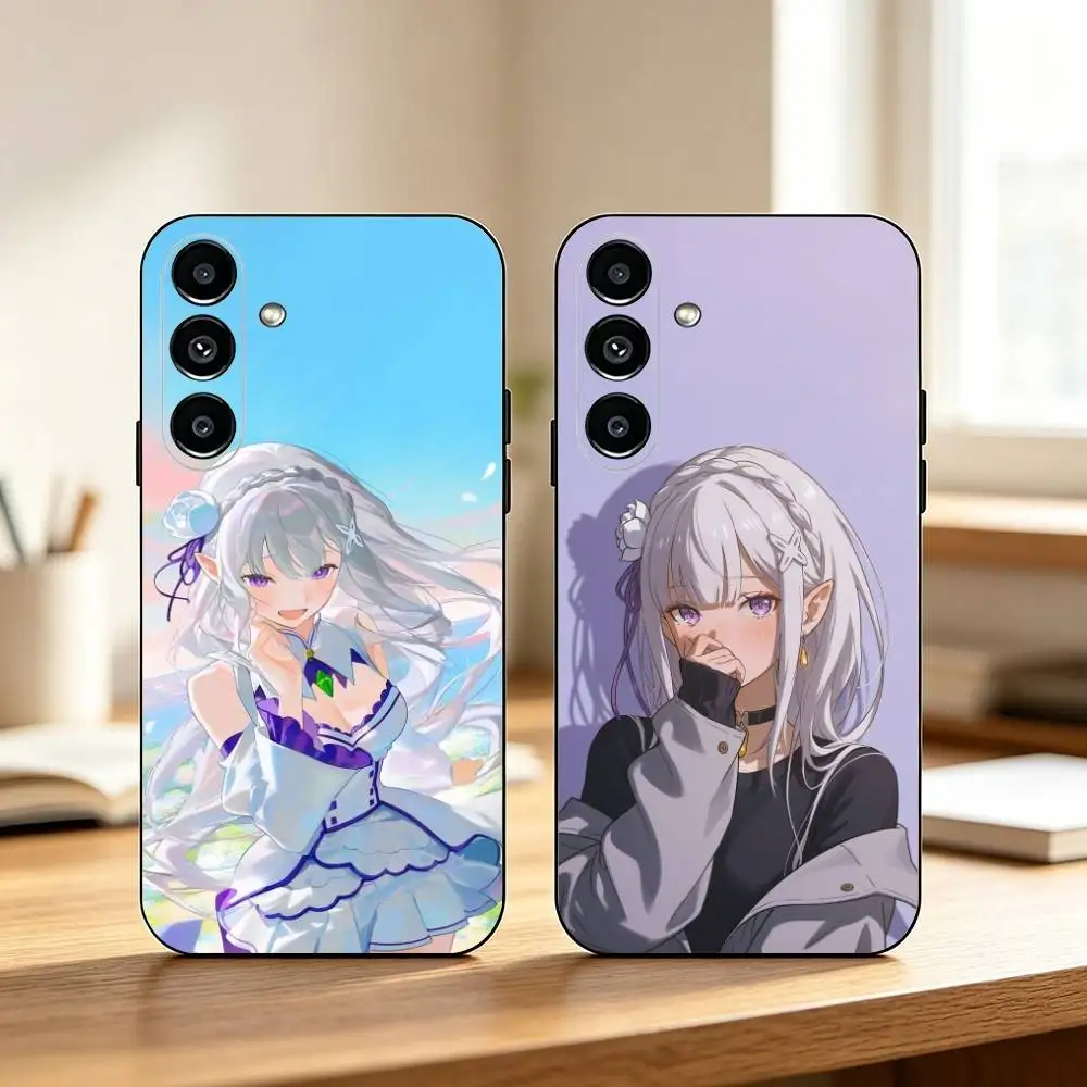 Anime Re Zero E-Emilia  Phone Case For Samsung Galaxy A73,A72,A71,A70,A53,A52,A51,Others Soft Black Cover Gift