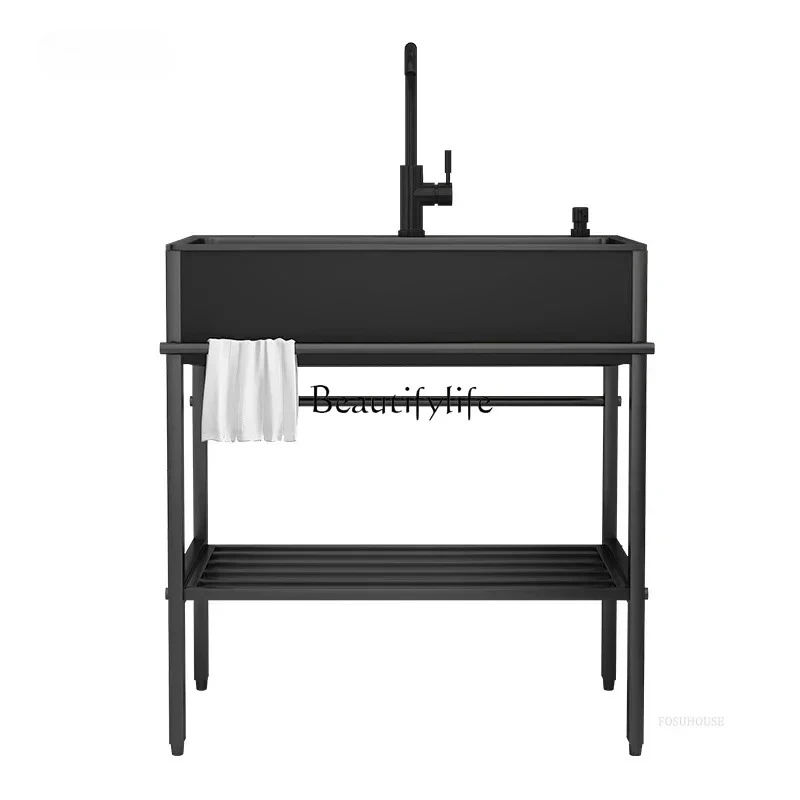 

Luxury Household Sinks for Bathroom Simple One-piece Single Basin Kitchen Sink Modern Quartz Stone Kitchen