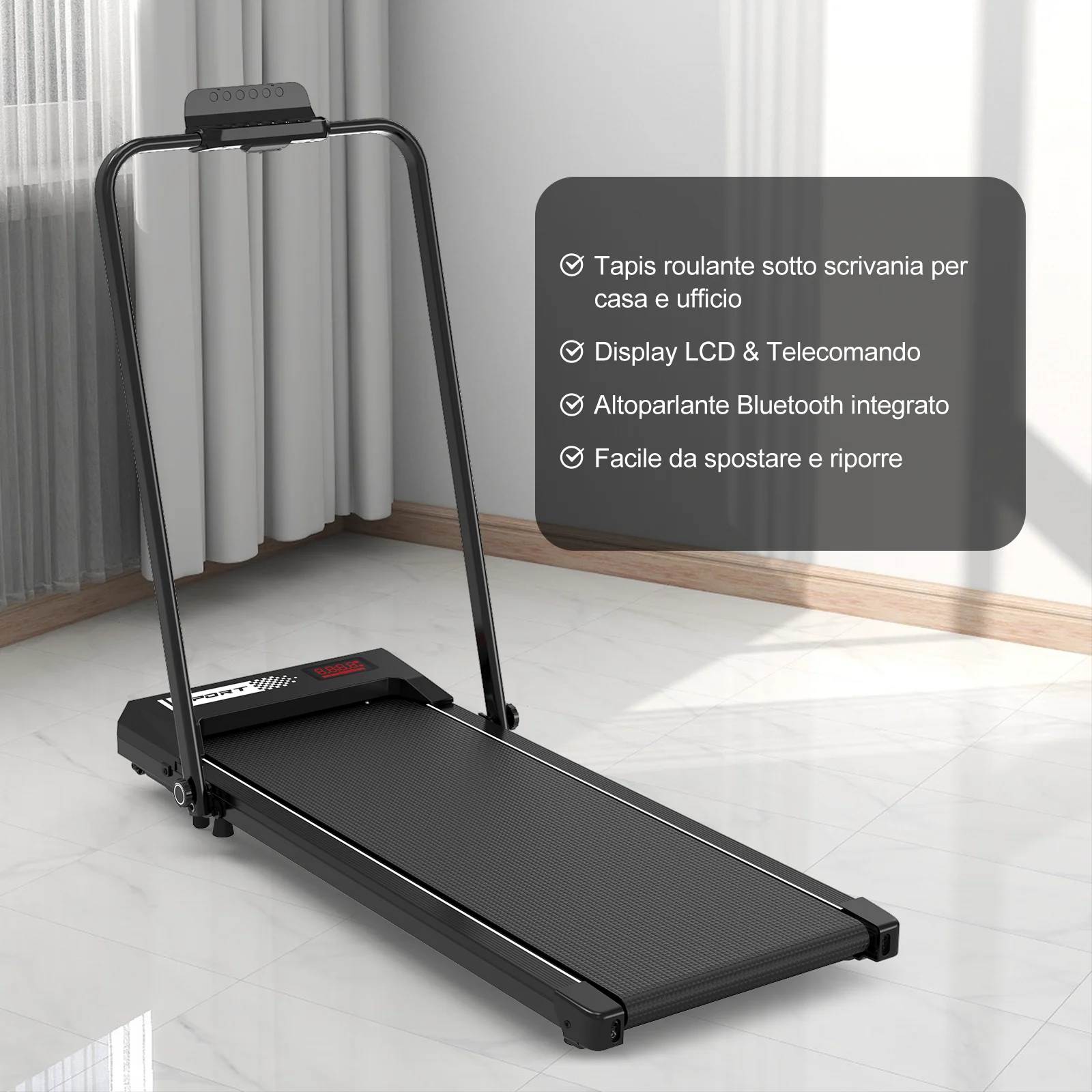 CITYSPORTS PRO Laufband, Laufband mit 3,4 % Steigung, faltbares Design, 1–12 km/h, 1400 W leistungsstarker Motor, 120 kg, rutschfester Laufgürtel – Detail 5